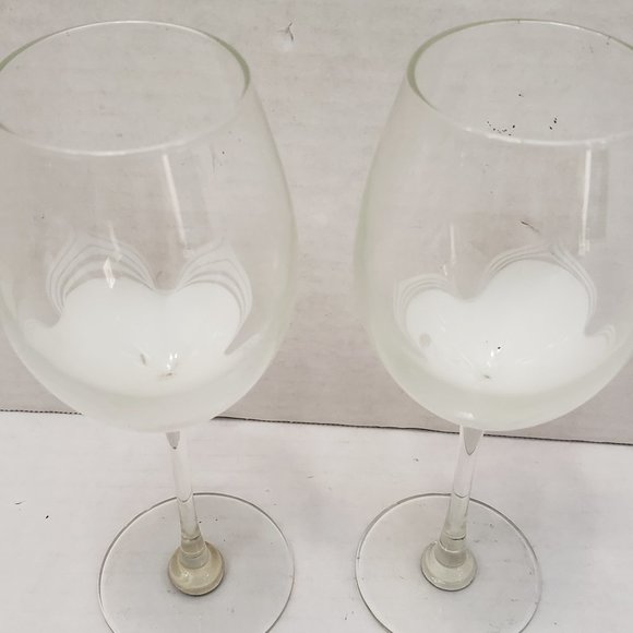 Tall Randy Strong Signed Artist Glass Wine Goblet White pull Clear Wave 80's 85 - Picture 15 of 16